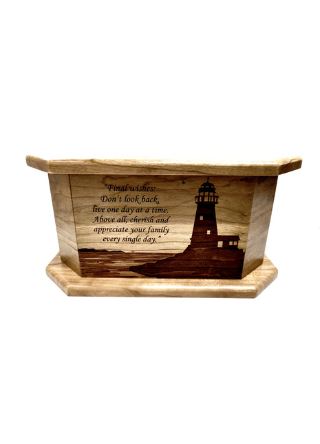 Lighthouse Infant Urn Add text, Personalized Handmade Laser Engraved Custom Small Urn