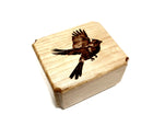 Cardinal Mini Music Box Add Text, Personalized Handmade Custom Wood Small Wind Up Music Box