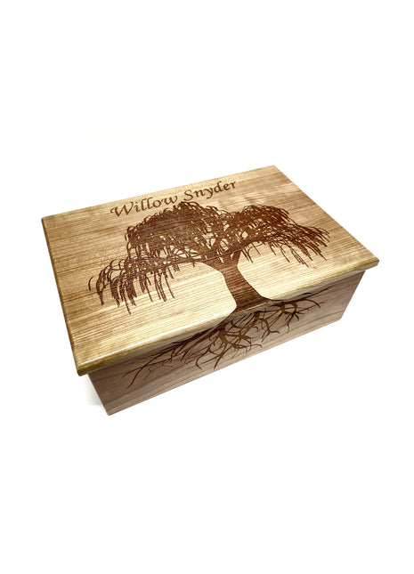 Willow Tree Memory Box Add Text, Personalized Handmade Custom Wood Memorial Laser Engraved Box