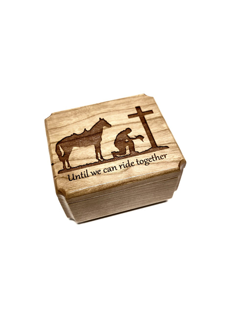 Cowboy & Cross Mini Music Box Add Text, Personalized Handmade Custom Wood Small Wind Up Music Box