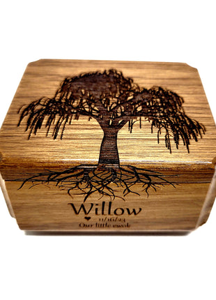 Willow Tree Ring Box Add Text, Personalized Handmade Custom Laser Engraved Wooden Ring Box