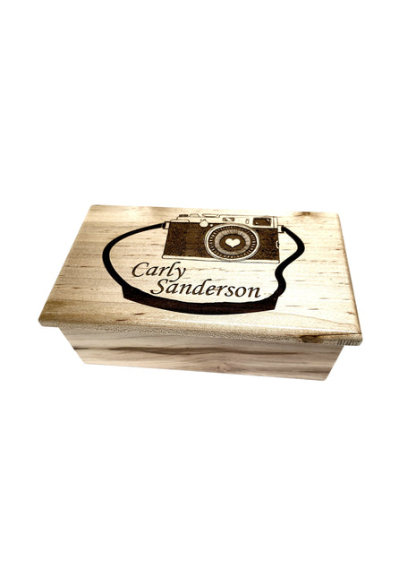 Camera Music Box Add Text, Personalized Custom Laser Engraved Traditional Wind Up Handmade Wood Music Box