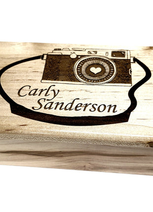 Camera Electronic Music Box Add Text, Personalized Handmade Custom Wood Laser Engraved Music Box
