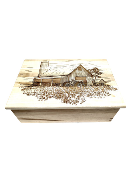 Barn Memory Box Add Text, Country Farm Personalized Handmade Custom Wood Memorial Laser Engraved Box