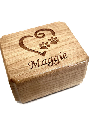 Paw Heart Mini Urn Add Text, Small Shareable Urn, Pet Urn Personalized Handmade Custom Laser Engraved