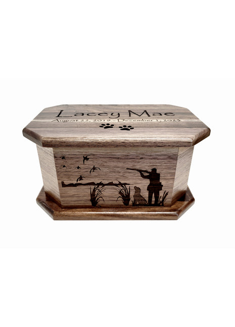 Duck Hunting Pet Urn Add Text, Handmade Personalized Custom Laser Engraved Wooden Small Urn