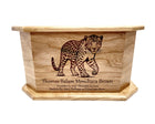 Cheetah Urn Add Text, Personalized Handmade Custom Wood Laser Engraved Memorial Urn