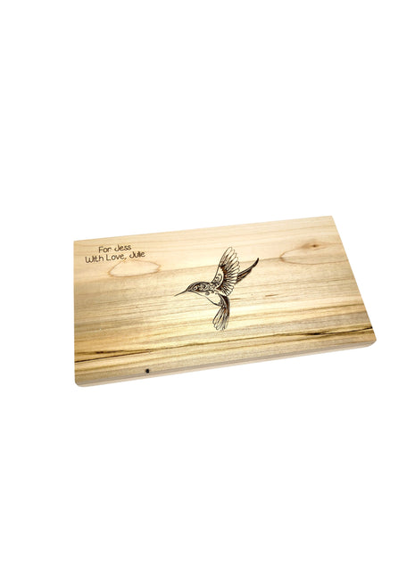 Hummingbird Without Border Electronic Music Box Add Text, Personalized Custom Wood Laser Engraved Music Box