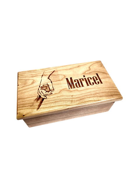 Holding Hands Interracial Music Box Add Text, Personalized Custom Laser Engraved Traditional Wind Up Handmade Wood Music Box