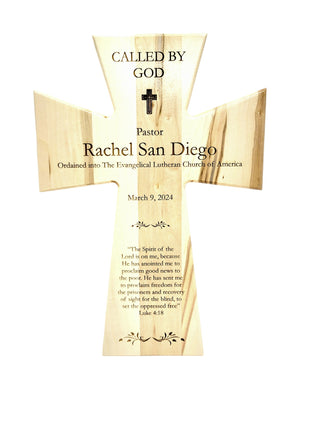 Scripture Cross Add Text, Personalized Custom Wooden Laser Engraved Cross Pastor Deacon Reverend