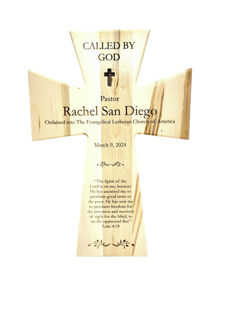Scripture Cross Add Text, Personalized Custom Wooden Laser Engraved Cross Pastor Deacon Reverend