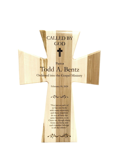 Ordination Cross Add Text, Personalized Custom Wooden Laser Engraved Remembrance