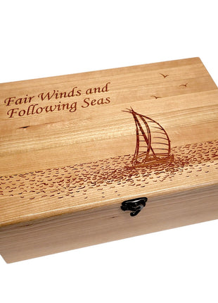 Sailboat Memory Box Add Text, Personalized Handmade Custom Wood Memorial Laser Engraved Box