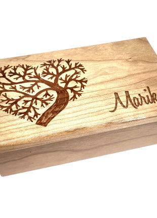 Tree Heart Music Box Add Text, Personalized Custom Laser Engraved Traditional Wind Up Handmade Wood Music Box