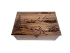 Wolf in Mountains Memory Box Add Text, Personalized Handmade Custom Wood Memorial Laser Engraved Box