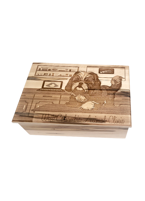Veterinary Office Memory Box Add Text, Personalized Handmade Custom Wood Memorial Laser Engraved Box