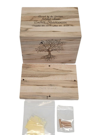 Biodegradable Urn Add Text Tree of Life Large, Personalized Handmade Custom Wood Laser Engraved Biodegradable All Natural Urn