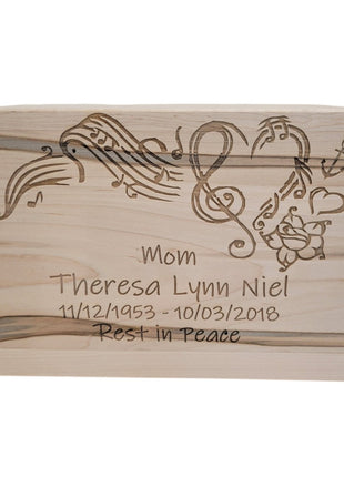 Biodegradable Urn Add Text Music Design Large, Personalized Handmade Custom Wood Laser Engraved Biodegradable All Natural Urn