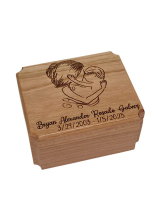 Mother Son Ring Box Add Text, Personalized Handmade Custom Laser Engraved Wooden Ring Box