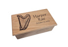 Harp Music Box Add Text, Personalized Custom Laser Engraved Traditional Wind Up Handmade Wood Music Box