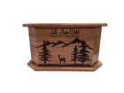 Mountain Doe Urn Add Text, Personalized Handmade Custom Wood Laser Engraved Memorial Urn
