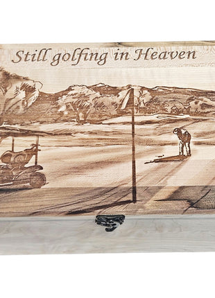 Golf Memory Box Add Text, Personalized Handmade Custom Wood Memorial Laser Engraved Box