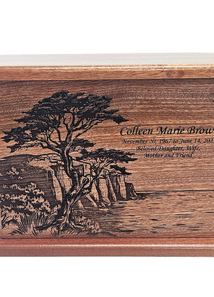 Tree by the Shore Urn Add Text, Personalized Handmade Custom Wood Laser Engraved Memorial Urn