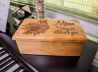 Sunflower Butterfly Music Box Add Text, Personalized Custom Laser Engraved Traditional Wind Up Handmade Wood Music Box