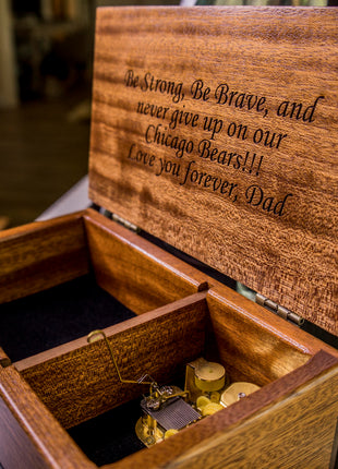 Serenity Prayer Music Box Add Text, Personalized Custom Laser Engraved Traditional Wind Up Handmade Religious Wood Music Box