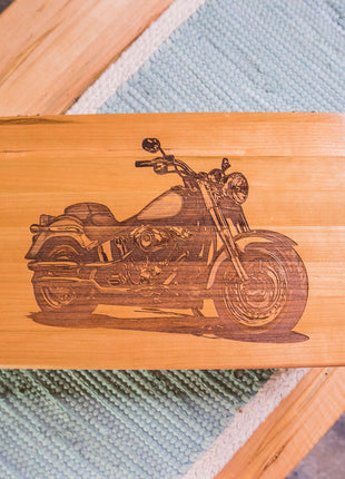 Motorcycle Memory Box Add Text, Personalized Handmade Custom Wood Memorial Laser Engraved Box