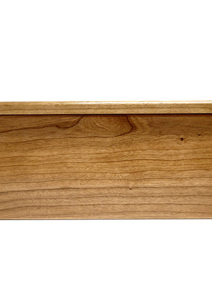 a close up of a wooden box on a white background