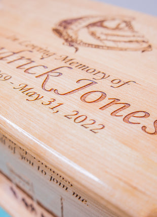 Baseball Field Sports Urn Add Text, Personalized Handmade Custom Wood Laser Engraved Memorial Urn