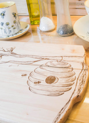 Honey Bee Hive Cutting Board Add Text, Personalized Custom Wooden Laser Engraved