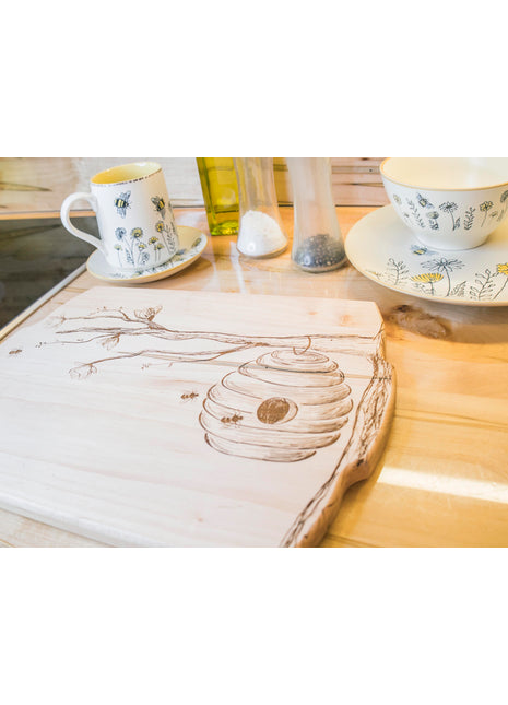 Honey Bee Hive Cutting Board Add Text, Personalized Custom Wooden Laser Engraved
