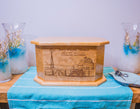Farm with Barn and Tractor Urn Add Text, Personalized Handmade Custom Wood Laser Engraved Memorial Urn