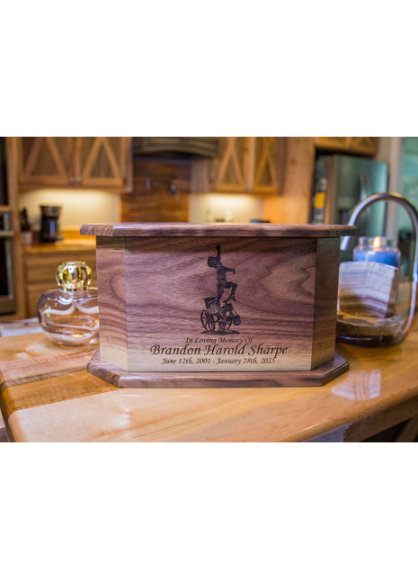 Handicap Child Urn Add Text, Personalized Handmade Custom Wood Laser Engraved Memorial Urn