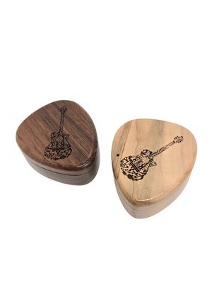 Guitar Music Design Pick Box Add Text, Custom Laser Engraved Handmade Wooden Pick Box