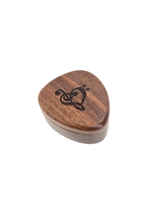 Bass Clef Heart Design Pick Box Add Text, Custom Laser Engraved Handmade Pick Box