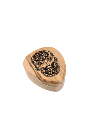 Sugar Skull Design Pick Box Add Text, Custom Laser Engraved Handmade Pick Box