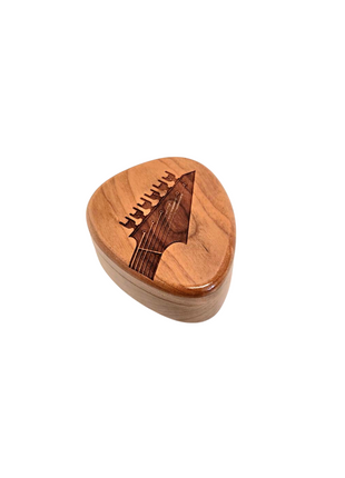 Electric Guitar Headstock Design Pick Box Add Text, Custom Laser Engraved Handmade Wooden Pick Box