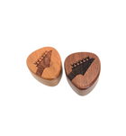 Electric Guitar Headstock Design Pick Box Add Text, Custom Laser Engraved Handmade Wooden Pick Box