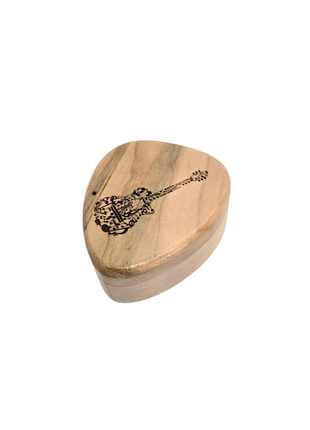 Guitar Music Design Pick Box Add Text, Custom Laser Engraved Handmade Wooden Pick Box