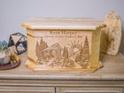 Rustic Mountain Cabin Urn Add Text, Personalized Handmade Custom Wood Laser Engraved Memorial Urn