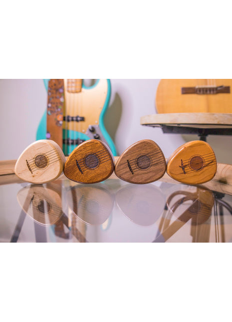 Guitar Sound Hole Strings Design Pick Box Add Text, Custom Laser Engraved Handmade Pick Box