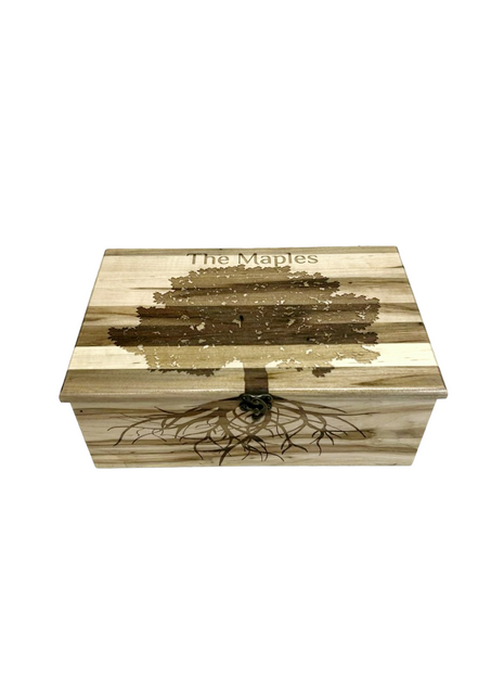 Maple Tree Memory Box Add Text, Personalized Handmade Custom Wood Memorial Laser Engraved Box