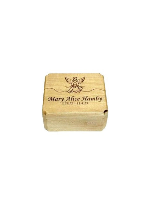 Angel Mini Music Box Add Text, Personalized Handmade Custom Wood Small Wind Up Music Box