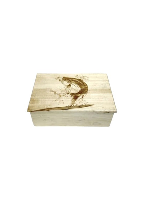 Bass Fish Memory Box Add Text, Personalized Handmade Custom Wood Memorial Laser Engraved Box