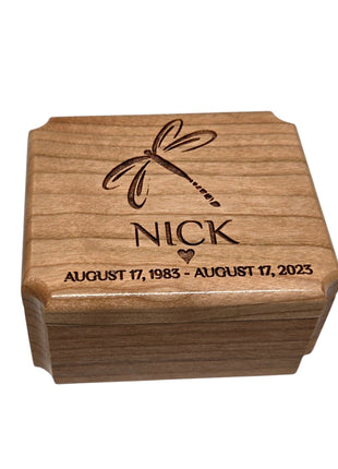 Dragonfly Ring Box Add Text, Personalized Handmade Custom Laser Engraved Wooden Ring Box