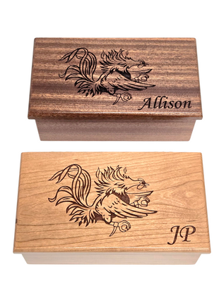 Gamecock South Carolina USC Music Box Add Text, Personalized Custom Laser Engraved Traditional Wind Up Handmade Wood Music Box, Football Gift, Basketball Gift, Unique Gift for Him