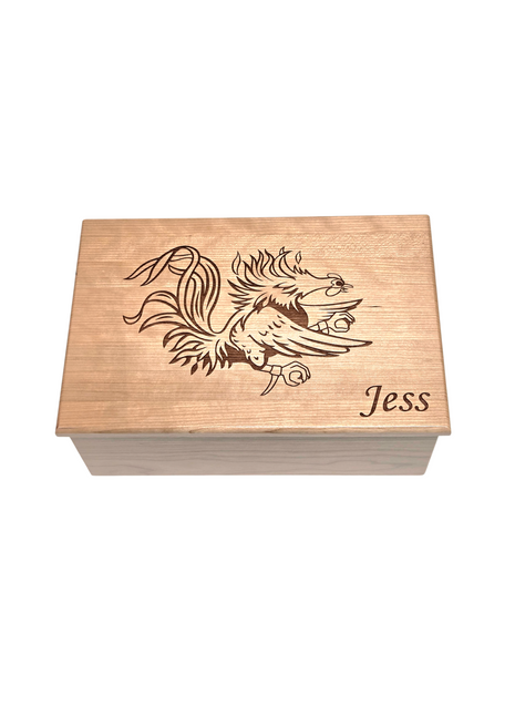 Gamecock South Carolina USC Memory Box Add Text, Personalized Handmade Custom Wood Memorial Laser Engraved Box,Gamecock Gift, Football Gift, Basketball Gift, Unique Gift for Him